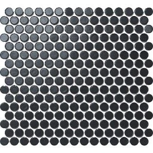Black Penny Round Ceramic Mosaic Tile