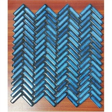 Blue Herringbone Mosaic Tile