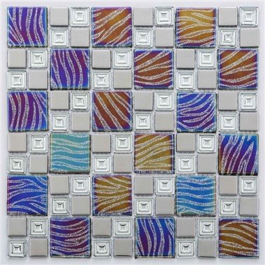 Purple Glass Mosaic Tile Backsplash
