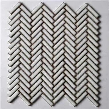 White Gloss Herringbone Mosaic Tiles